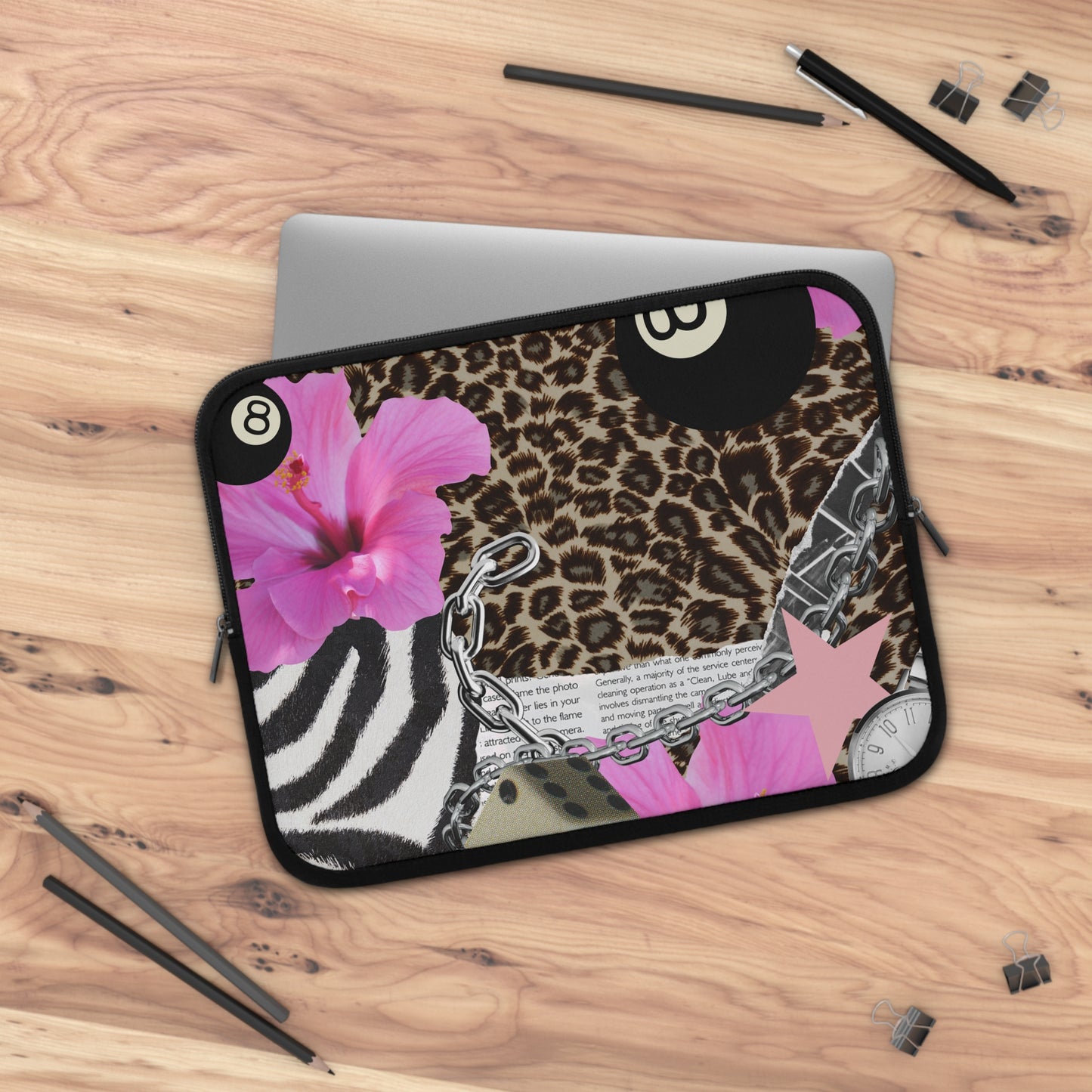 Trendy Laptop Sleeve with Floral & Animal Print Design, Stylish Laptop Case, Computer Bag, Tech Accessories